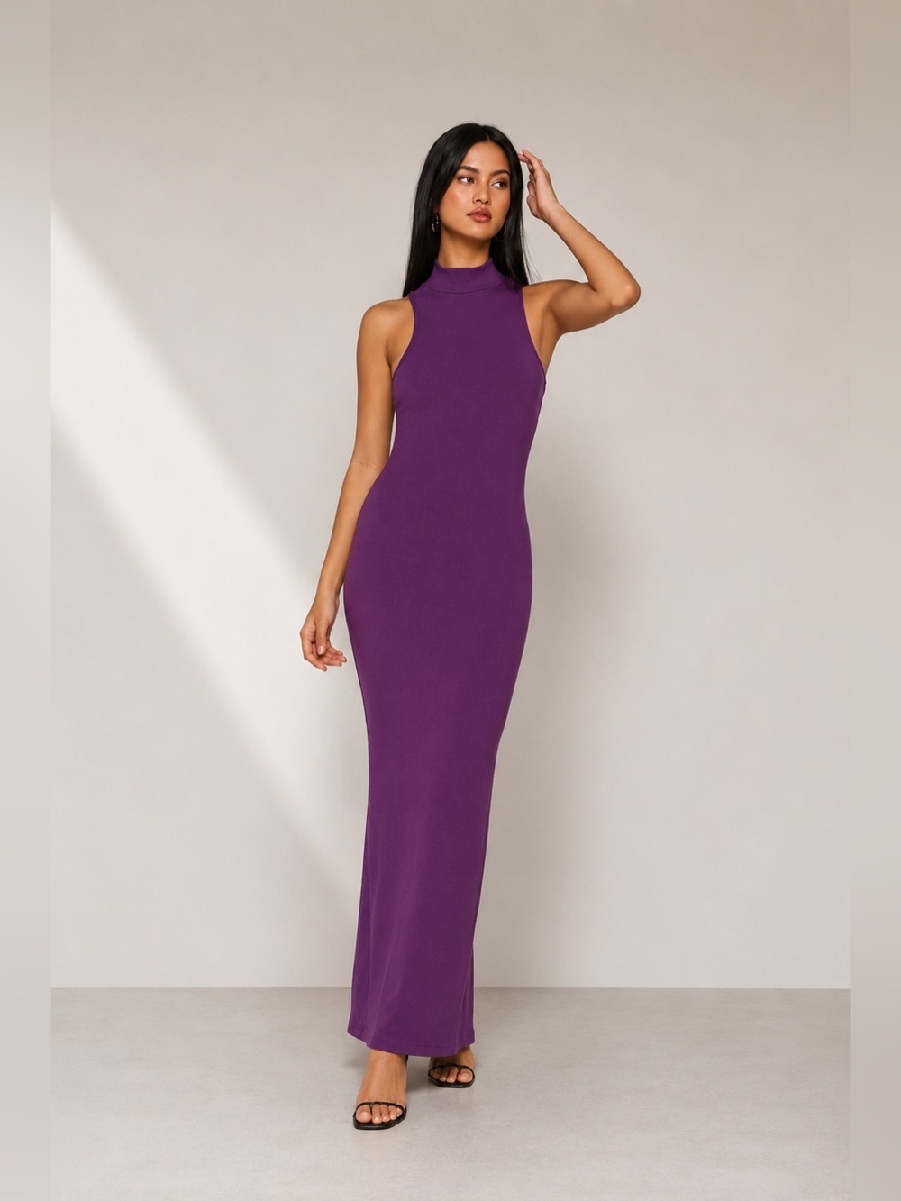 💜 NWT Forever 21+ Plum Mock Neck Sleeveless Bodycon Dress 1X